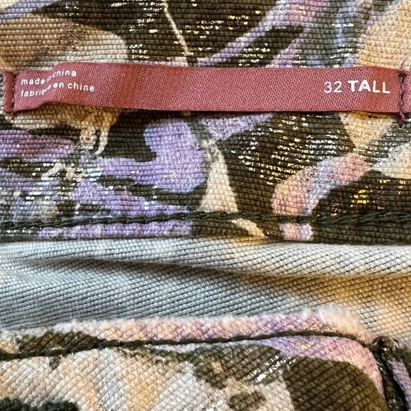 Pilcro The Wanderer Camo Multicolor Jeans Green Cream Purple Metallic Size 32T - Picture 12 of 16